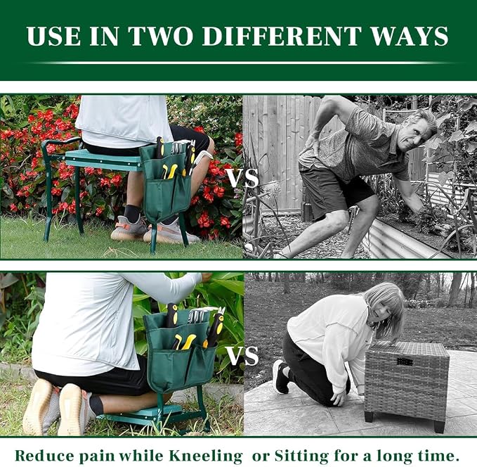 Garden Kneeler and Seat, Foldable Garden Stool Heavy Duty Gardening Bench - Image 7