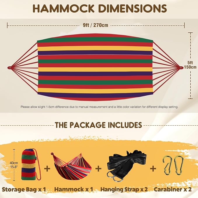 ANYOO Cotton Hammock Portable Camping Hammocks - Image 2