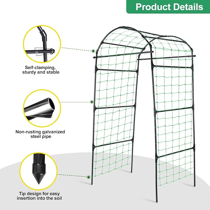 Garden Arch Cucumber Trellis for Climbing Plants Outdoor, 6.7ft Tall Archway - Image 5