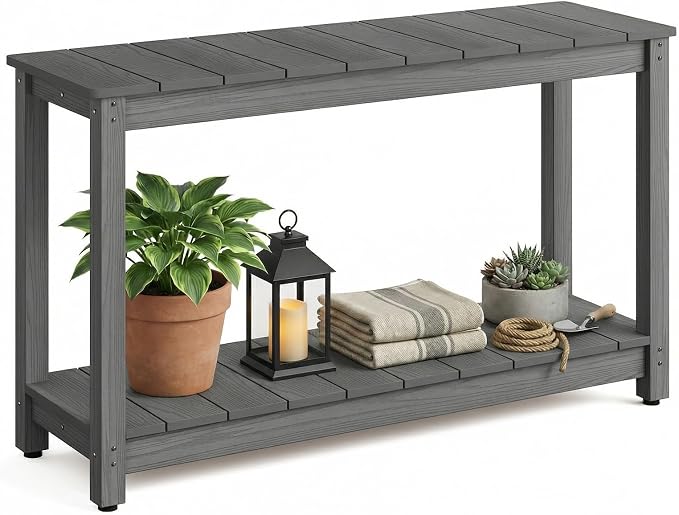 Outdoor Console Table, 440LBS Weight Capacity, 2-Tier Multifunctional Buffet by LAHAAP