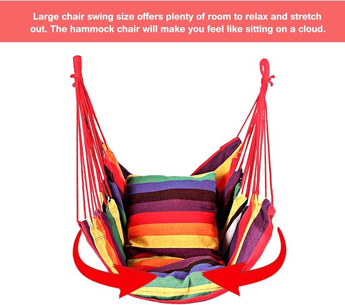 Hommtina Hammock Chair Hanging Rope Swing, Max 300 Lbs Hanging Chair - Image 5