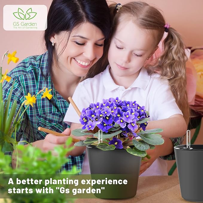 Self Watering Planters for Indoor Outdoor Plants 7 inch Flower Pot - Image 3