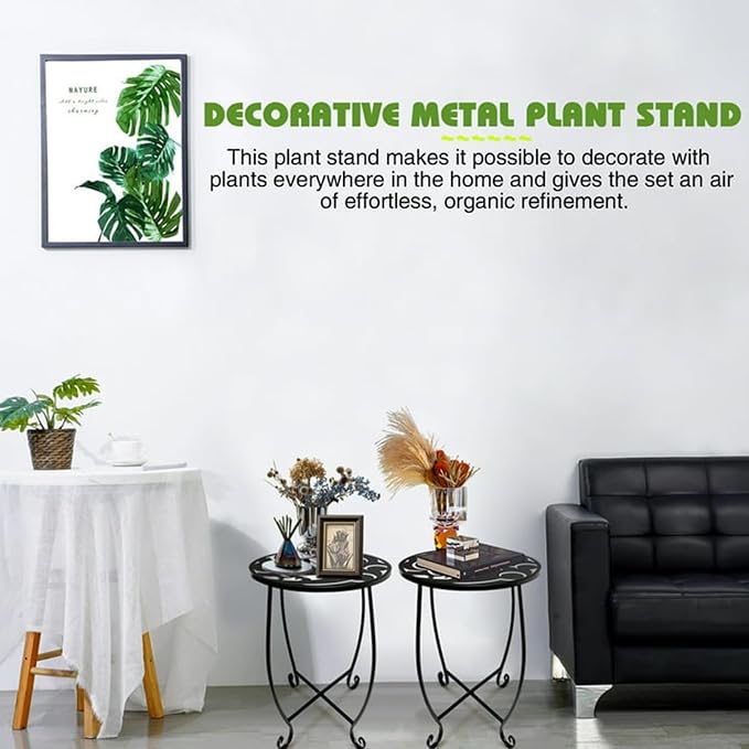 2 Pack 15 Inch Tall Plant Stands Outdoor Indoor, Metal Side Tables - Image 5