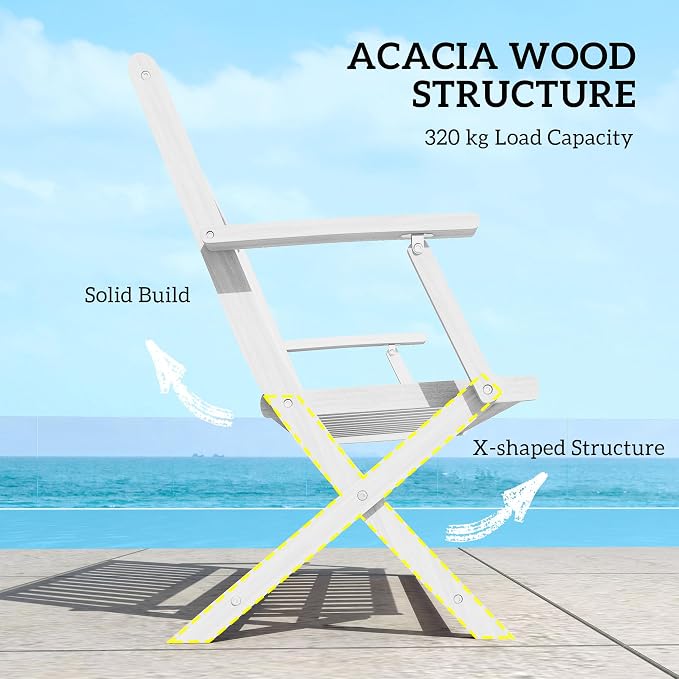 Outsunny Wood Outdoor Bench, 2-Person Foldable Patio Acacia Wood Garden Bench - Image 5