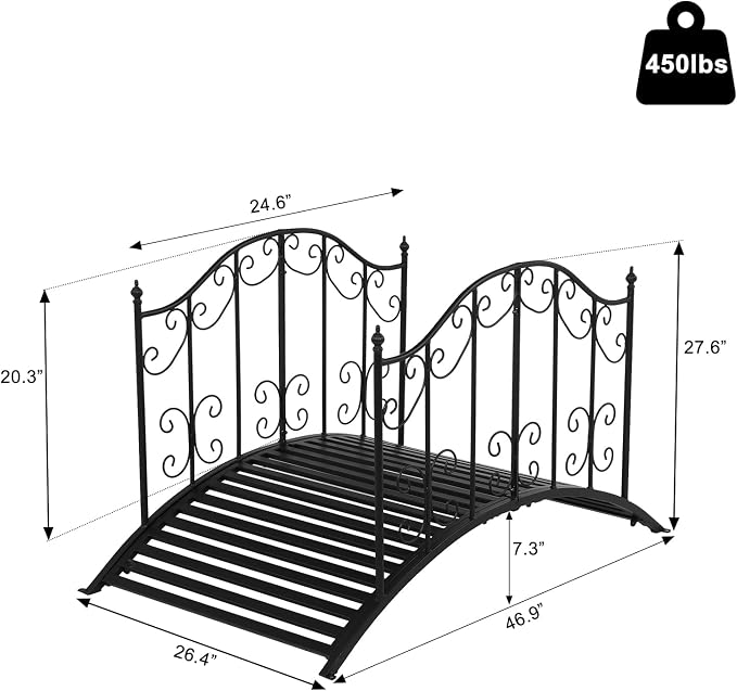 VINGLI Garden Bridge Metal Yard Arch Path Bridge - Image 4
