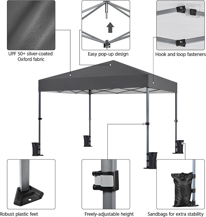 Yaheetech 10x10 1-Person Setup Pop Up Canopy Tent, Instant Portable Commercial - Image 4
