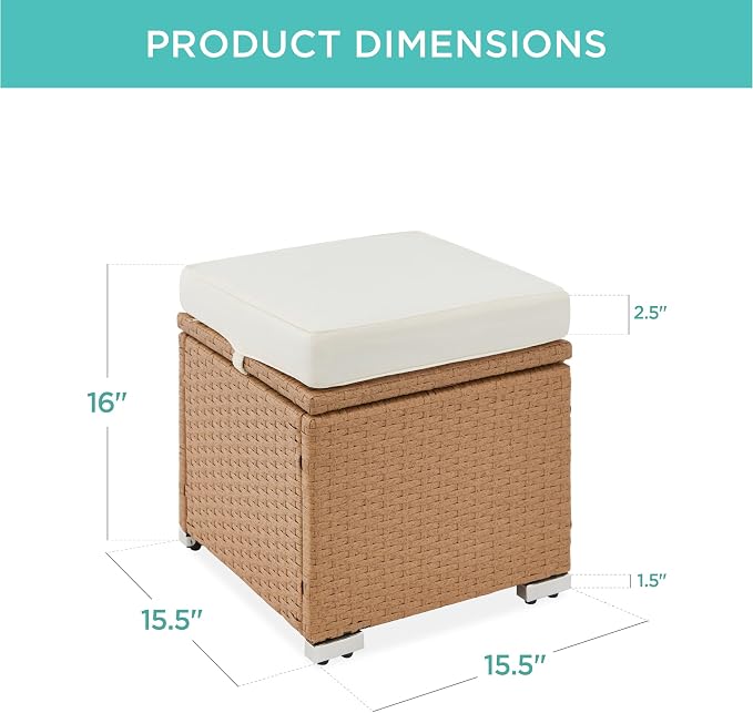 Best Choice Products Set of 2 Wicker Ottomans, Additional Seating, Side Table - Image 3