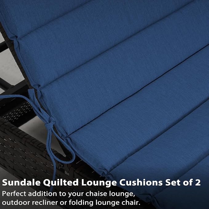 Sundale Outdoor Olefin Quilted Lounge Cushion Set of 2, Patio Foldable Chaise - Image 4