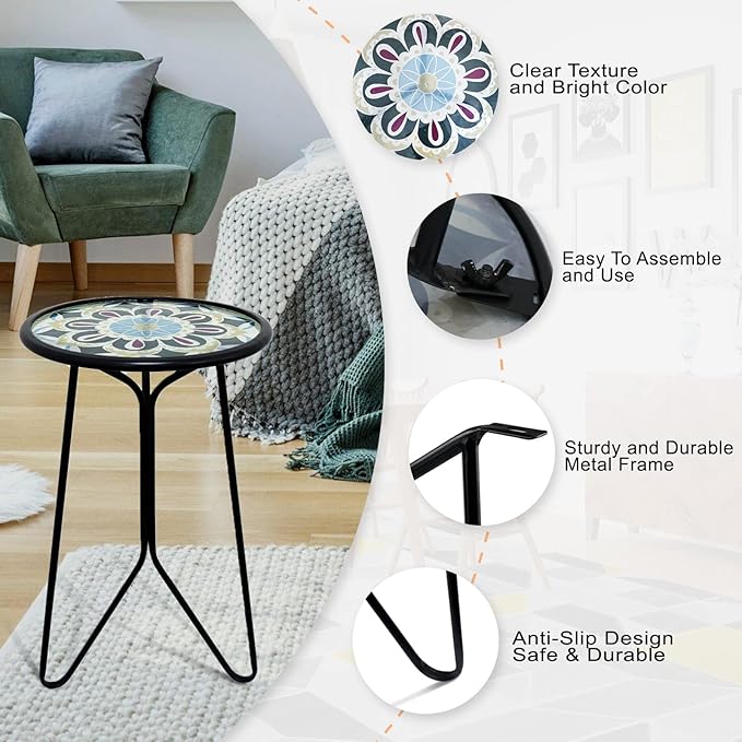 LIFFY Outdoor Side Table, Home Decorative Plant Stand & End Table Outside - Image 4