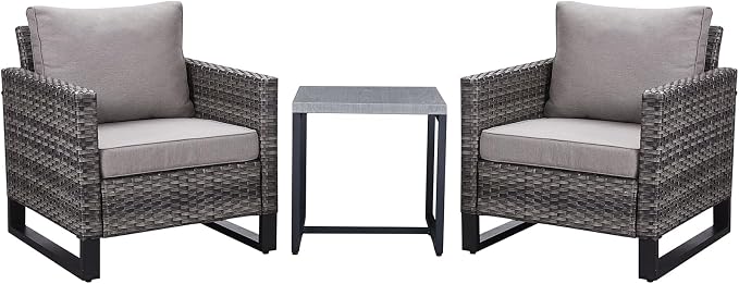 Belord Outdoor Bistro Set 3 Piece Outdoor Wicker Patio Chairs, Oversize Outdoor - Image 2