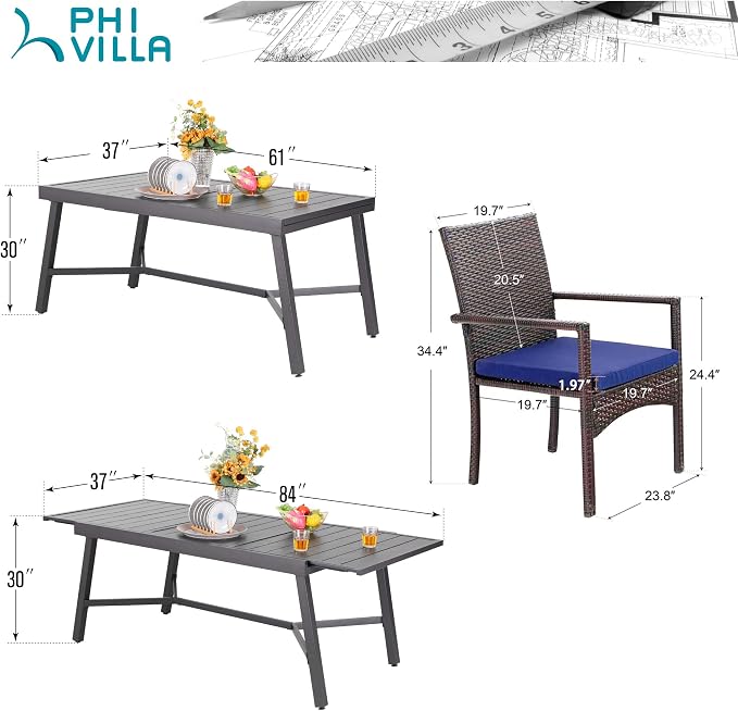 PHI VILLA 9 Piece Outdoor Dining Set - Image 9