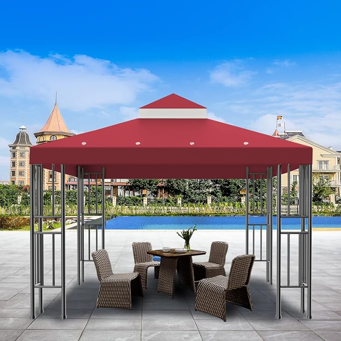 Sumfaller 10x10 FT Gazebo Replacement Canopy Top Cover Double Tiered Canopy Top - Image 5