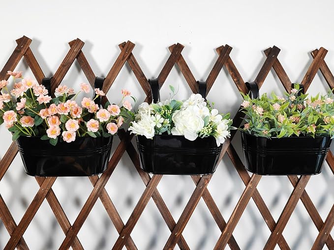 6 Pack Metal Hanging Planter for Outdoor Plants, 10 Inch Black Fence Planters - Image 2
