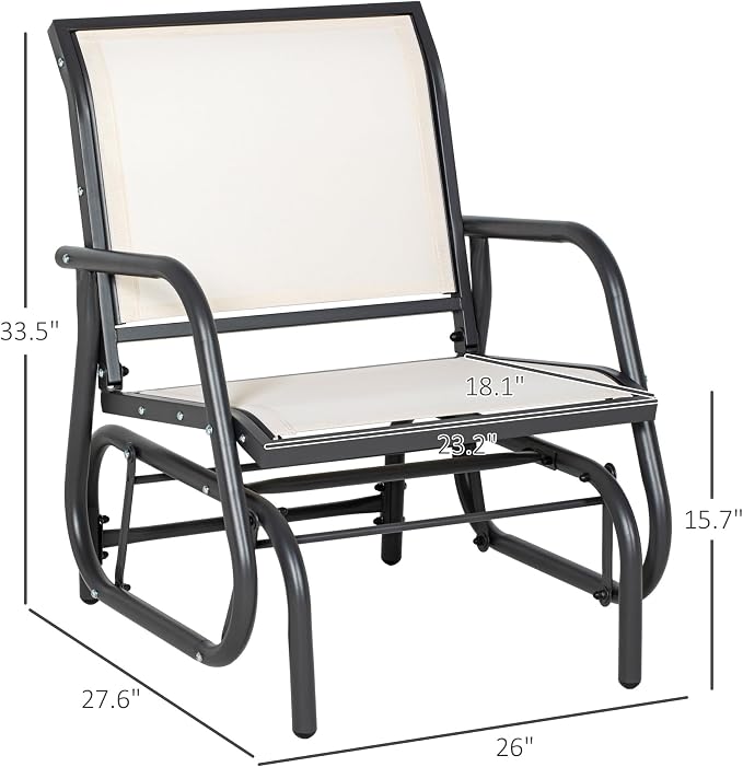 Outsunny Porch Glider, Metal Frame Swing Glider Chair - Image 3
