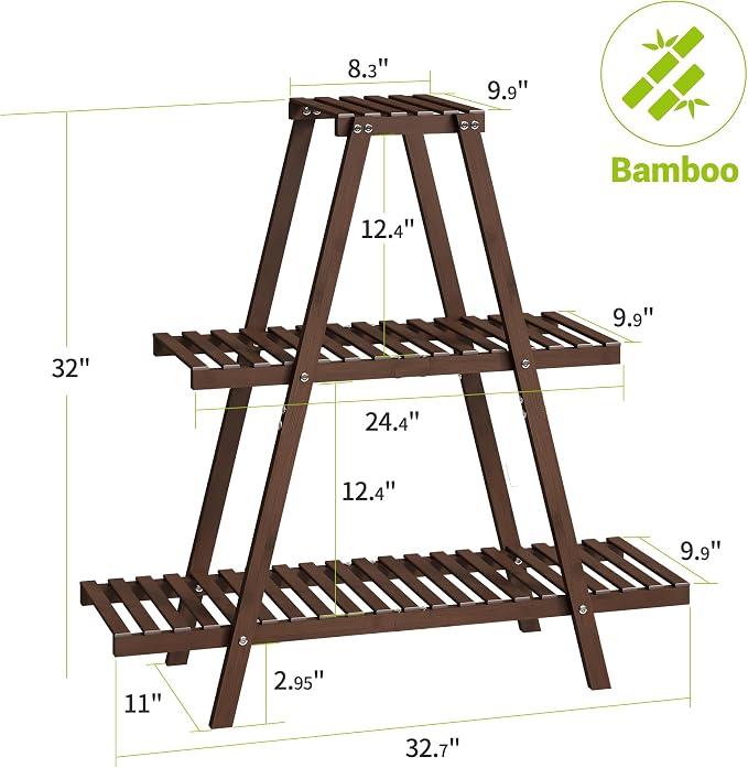 BMOSU Plant Stand Bamboo for Indoor Outdoor Tiered Plant Shelf 8 Potted Flower - Image 8