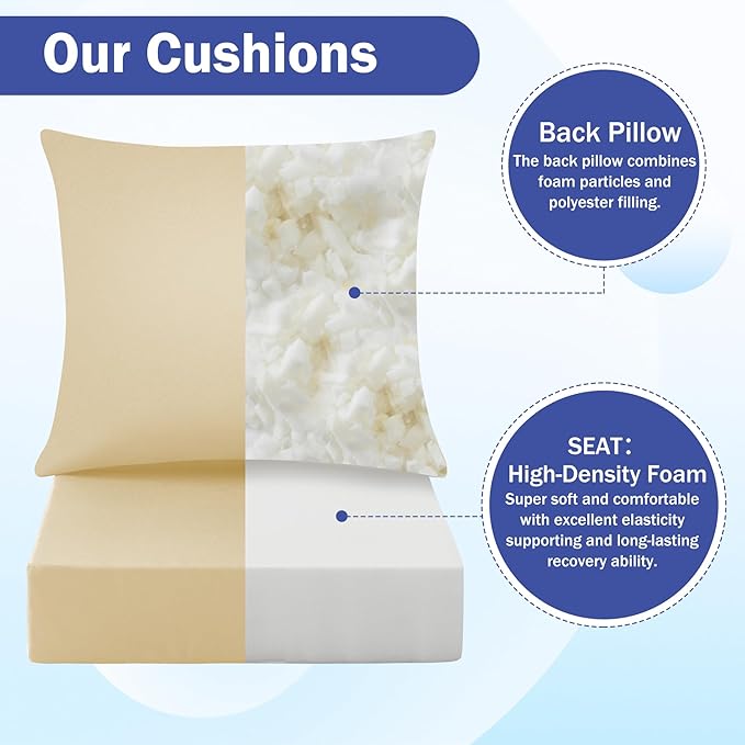 Outdoor Seat Cushion Set, Waterproof & Fade Resistant Patio Chair Cushions - Image 4