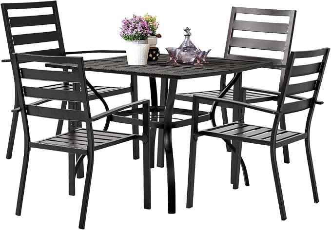 VINGLI 5-Piece Outdoor Dining Set, Metal Patio Dining Set by VINGLI