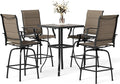 MFSTUDIO 5 Piece Outdoor Swivel Bar Set, Outdoor Bar Table and Chairs Set by MFSTUDIO