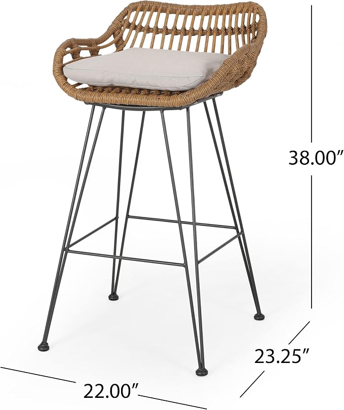 Christopher Knight Home Dale Outdoor Wicker Barstools - Image 2