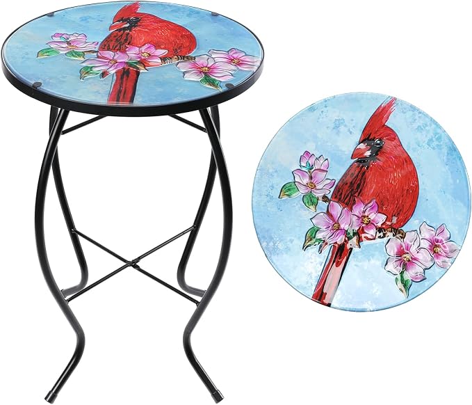 VCUTEKA Patio Side Table Outdoor Accent Table Bistro Coffee Table Plant End by VCUTEKA
