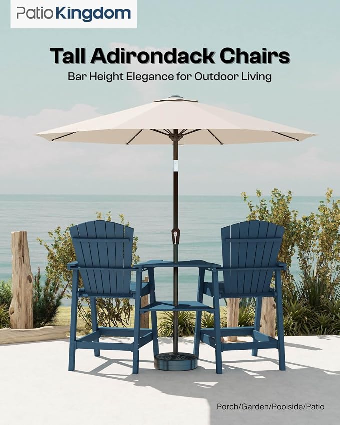 Navy Blue HDPE Tall Adirondack Chair Set of 2 - Image 7