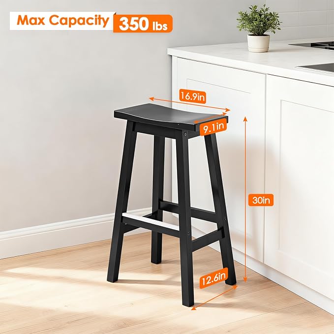 PayLessHere Bar Stools Set of 2, Saddle Stools 30 Inch Heigh, Bar Chairs Seat - Image 3