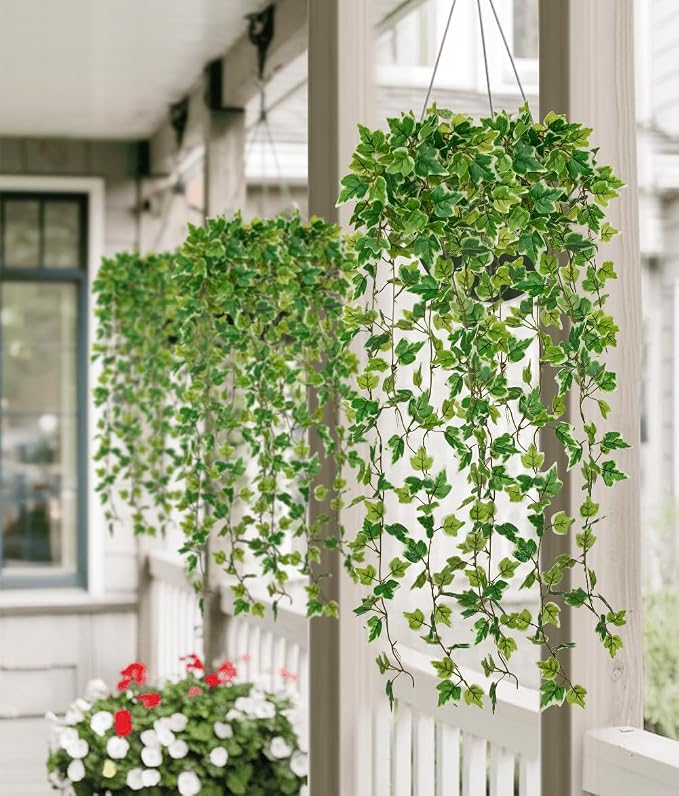 Hollyone 2pcs Artificial Hanging Plants 31" Fake Ivy Vine Faux Ivy Leaves - Image 3