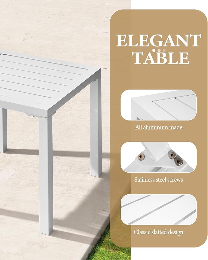 Crestlive Products Aluminum Outdoor Side Table Set of 2, Pool Lounge Chair Side - Image 4
