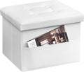 AmasSmile White Storage Ottoman Folding Foot Rest Stool by AmasSmile