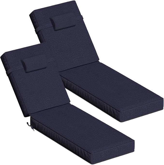 72 x 21 x 4 Inch Olefin Chaise Lounge Cushions, Lounge Chair Cushions by Unknown