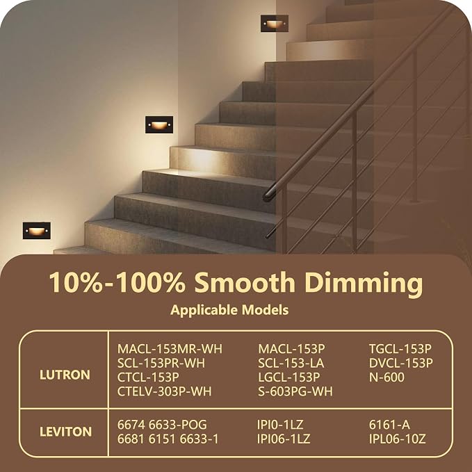 120V Dimmable 3CCT Step Lights, Stair Outdoor, Zinc Alloy/Aluminum Cover - Image 3