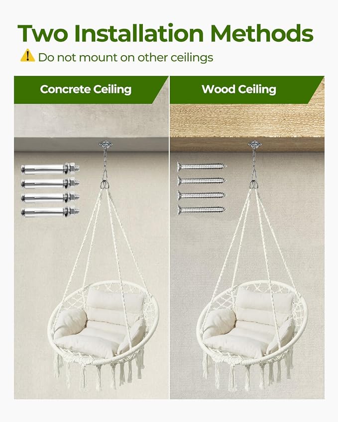 Greenstell Hammock Chair, Macrame Swing Chair - Image 4