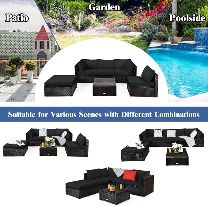 Tangkula 6 Piece Patio Furniture Set, Outdoor Deck Lawn Backyard Durable Steel - Image 6