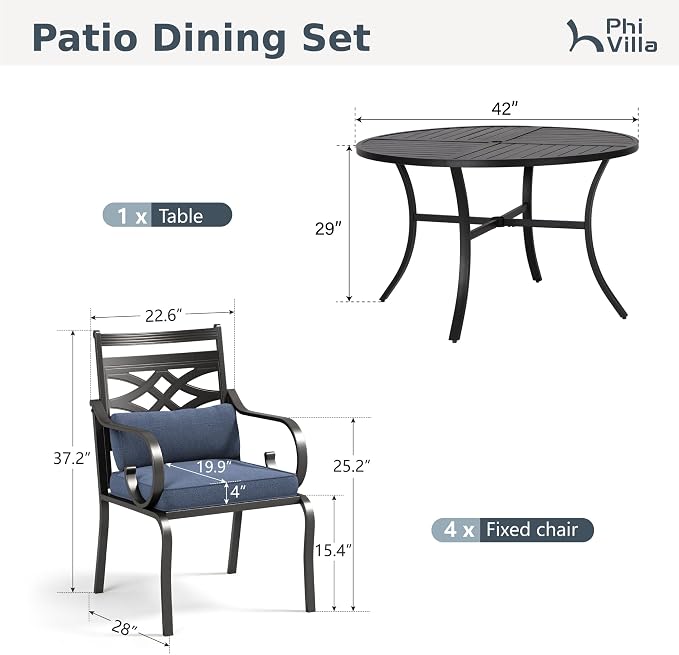 PHI VILLA 5 Pieces Outdoor Dining Set - Image 2