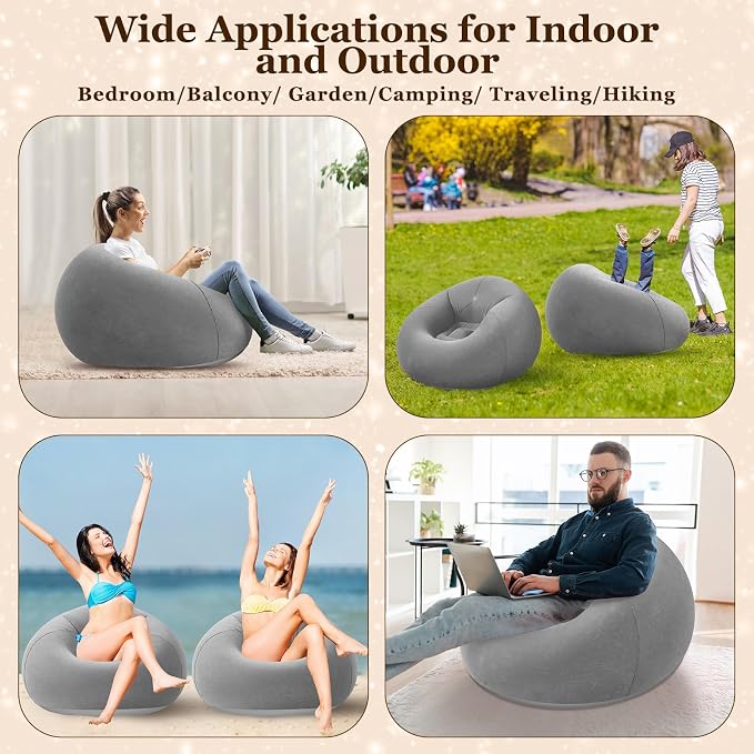 Realspring Inflatable Bean Bag Chairs Outdoor Blow up Camping Chairs Inflatable - Image 5
