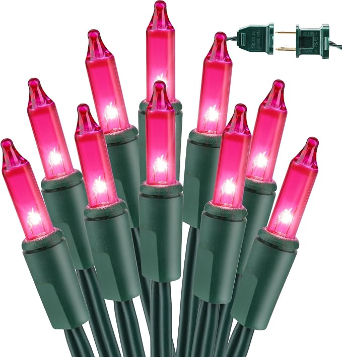BrizLabs Pink Christmas Lights, 69.6ft 300 Count Pink String Lights Connectable by BrizLabs
