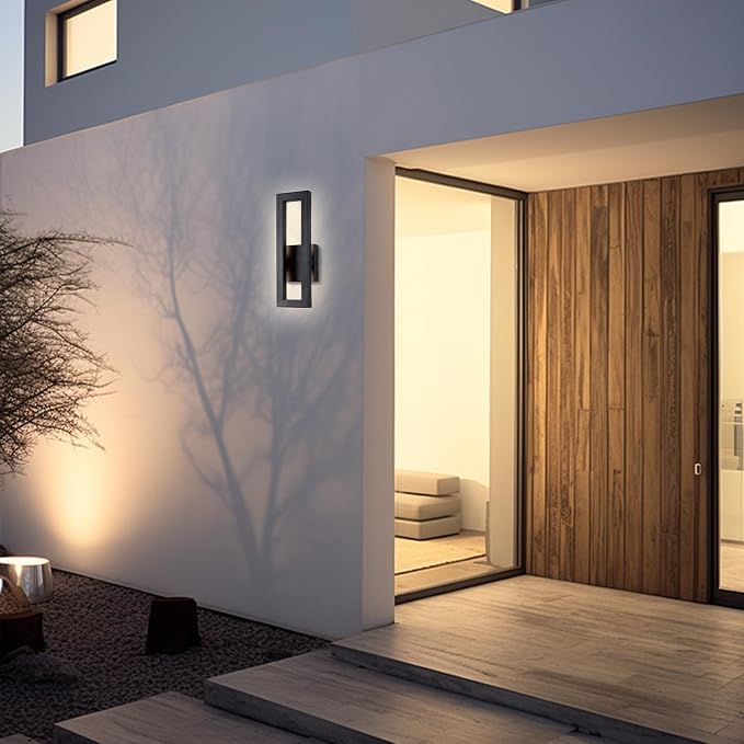 LamQee 14" Modern Outdoor Wall Lights, 3000K 1000LM Integrated LED Exterior - Image 9