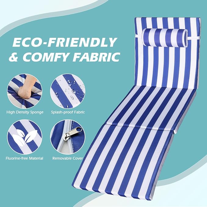 Chaise Lounge Chairs Outdoor Set of 4, Comfy Outside Wicker Patio Pool Lounge - Image 3