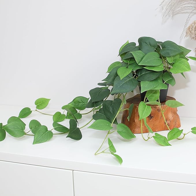 alyptus Fake Pothos Hanging Plants – 33" Set of 2 Faux Ivy Vines - Image 5