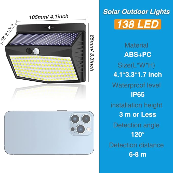 Peasur Solar Lights Outdoor, Solar Motion Sensor Security Light - Image 5