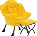 Lazy Chair with Folding Ottoman, Leisure Sofa Chair, Soft Fabric Armchair with by Congermom
