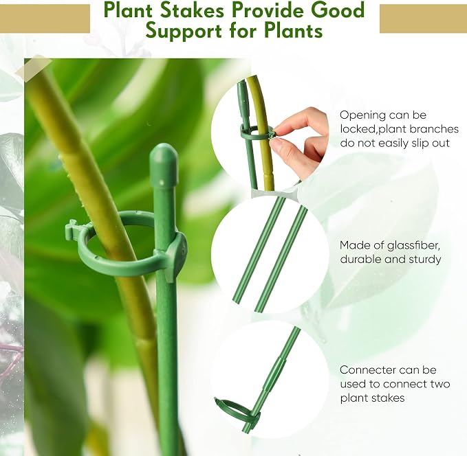 meekoo 30 Pcs Adjustable Garden Plant Support Stakes Single Stem Plant Cage - Image 6