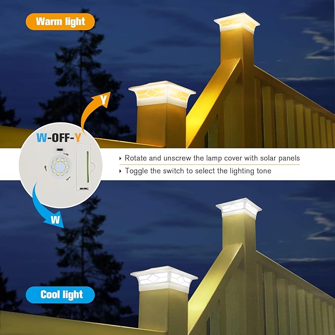 Solar Fence Post Lights 6pack, Cap Lights - Image 4
