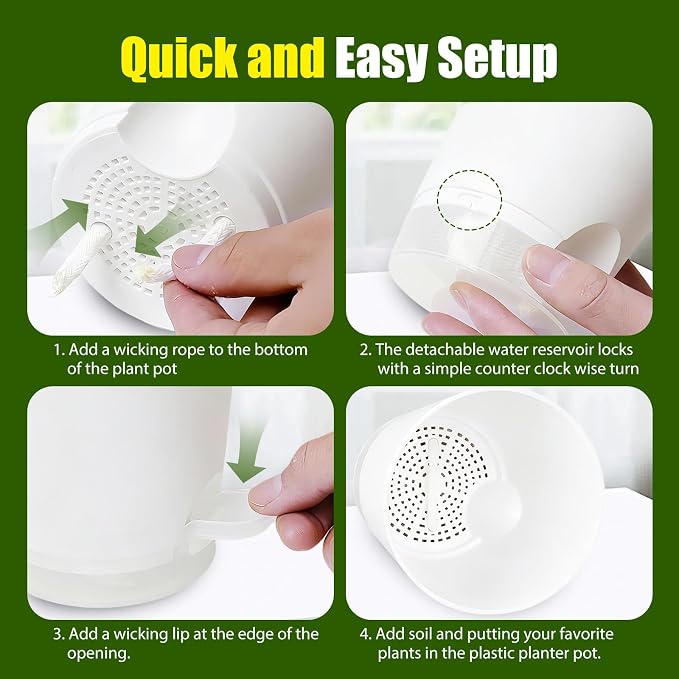 Plant Pots 6 Inch Self Watering Pots, 6 Pack Plastic Planters - Image 3