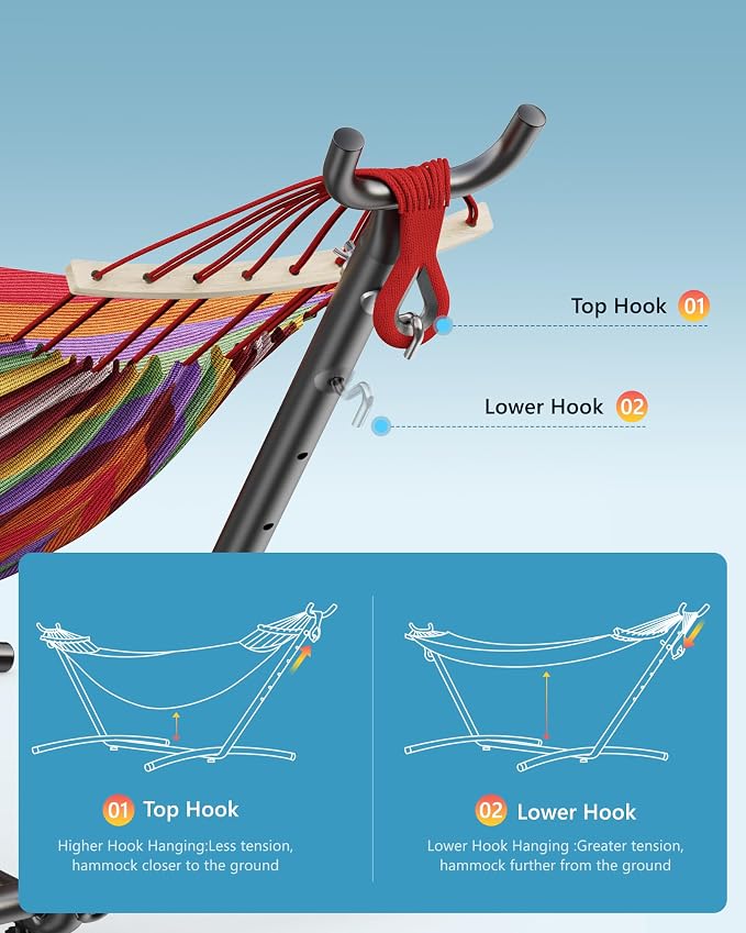 Double Hammock with Heavy-Duty Steel Stand, Easy Assembly, 600lbs Weight - Image 5