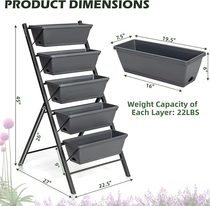 COSTWAY Vertical Raised Garden Bed, 5 Tier Planter Box - Image 9