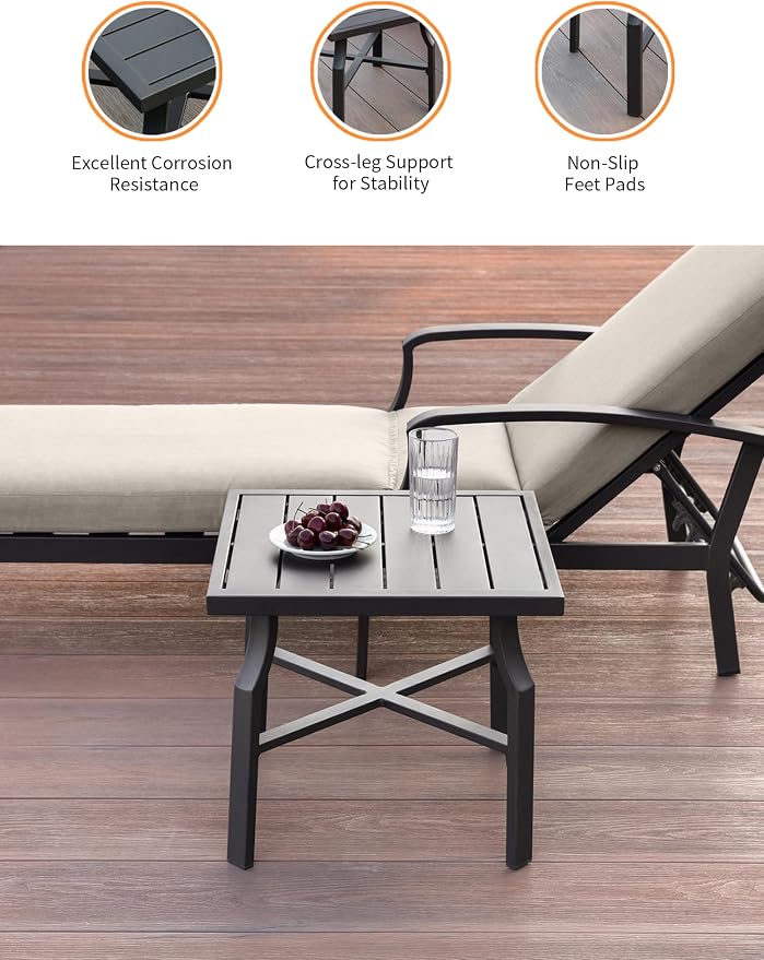 2 Pieces Lounge Chair Set, Outdoor Chaise Lounge Set, Never-Rust Aluminum Pool - Image 7