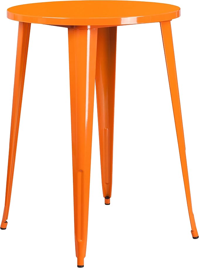 Flash Furniture Callum Commercial Grade 30" Round Orange Metal Indoor-Outdoor - Image 3