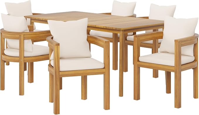 Christopher Knight Home Kclent Patio Acacia Wood Dining Set - Image 4