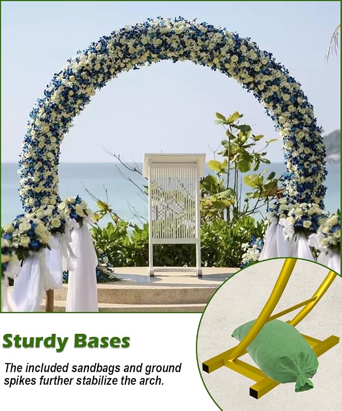 Queension Metal Wedding Arch | for Ceremony Party Decoration 8Ft Wide 7Ft High - Image 3